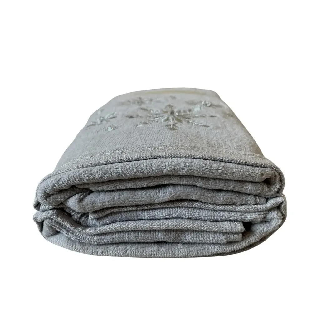 Papyrus Embroidered SNOWFLAKE Hand Towels 18x28 Gray 100% Cotton Set of 2 New